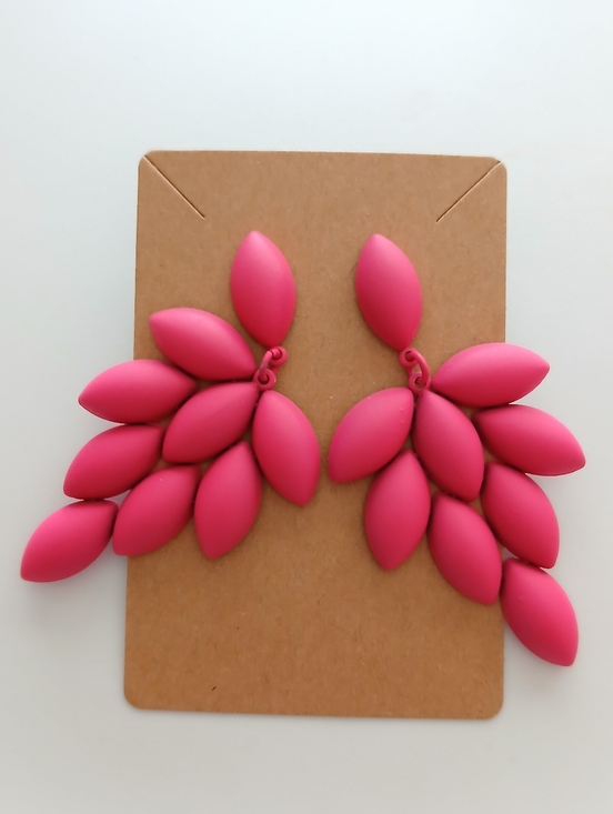 Fashion Jewelry Accessories - Fashion Jewelry Bright Pink Leaf Cluster Drop Earrings - Women Accessories